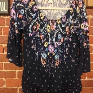 Blue boho style top.